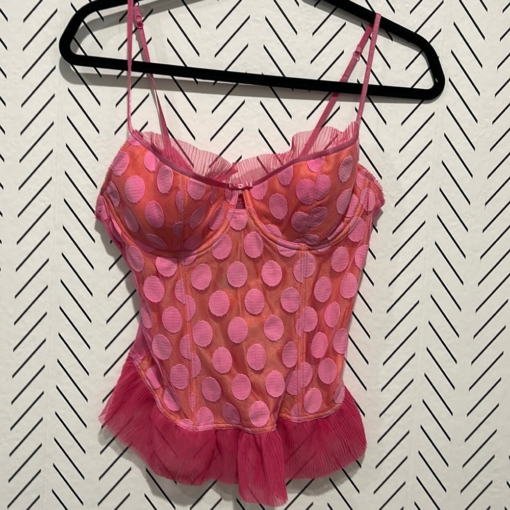 Victoria Secret Sexy Little Things Light Pink Lace Polkadot Corset 36C